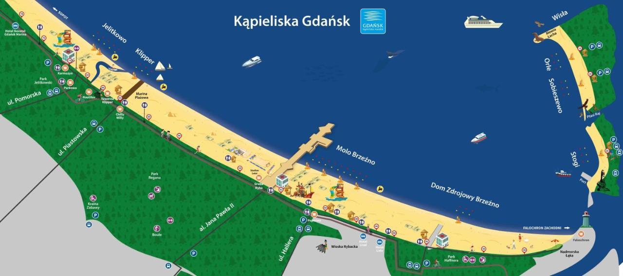 Sunny Sleeps 4 By The Beach With Garden Patio - Gdansk Przymorze Apartment ภายนอก รูปภาพ